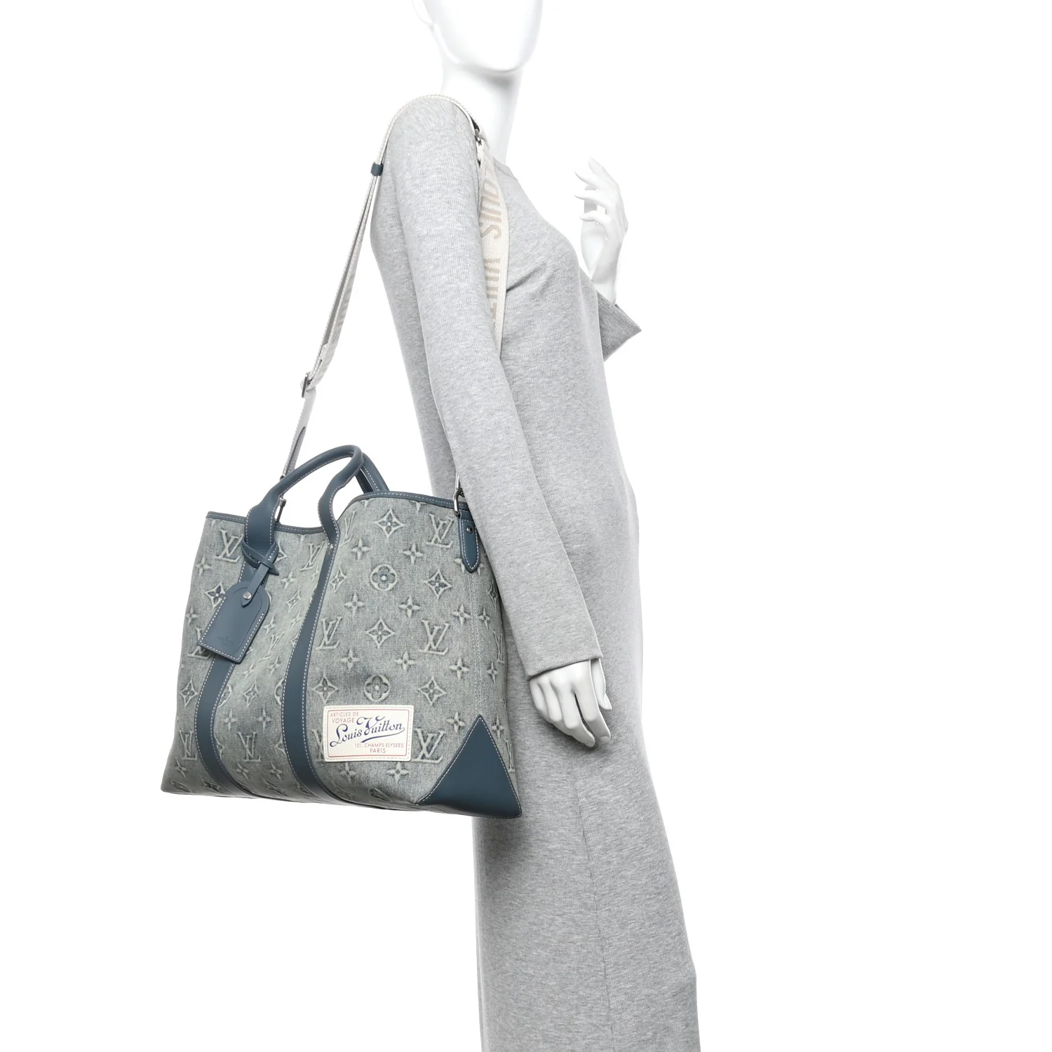 Monogram Washed Denim Weekend Tote NM Blue - Image 2