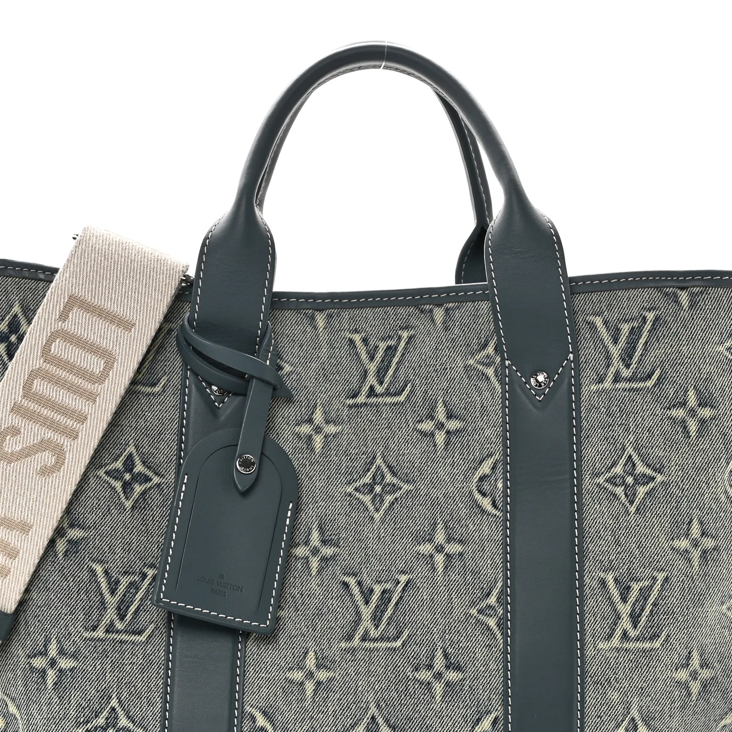 Monogram Washed Denim Weekend Tote NM Blue - Image 7