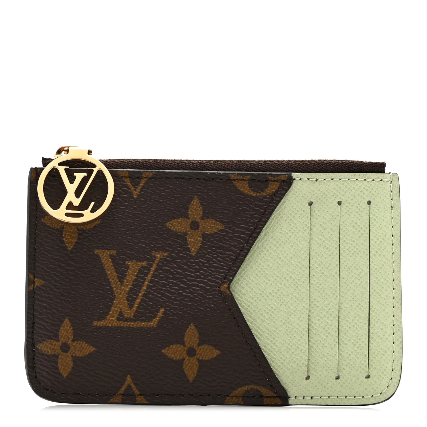 Monogram Zipped Romy Card Holder Matcha