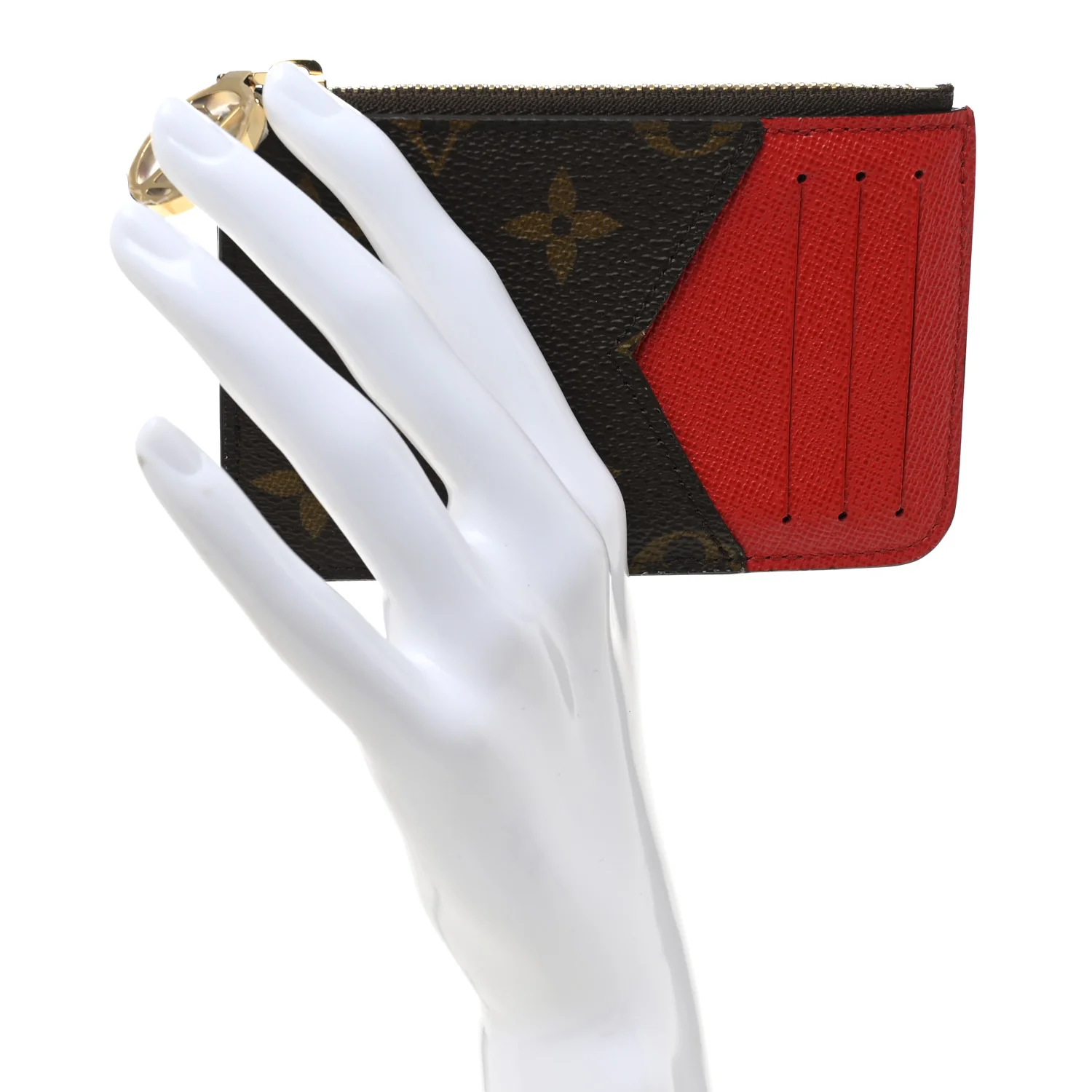 Monogram Zipped Romy Card Holder Red - Image 2