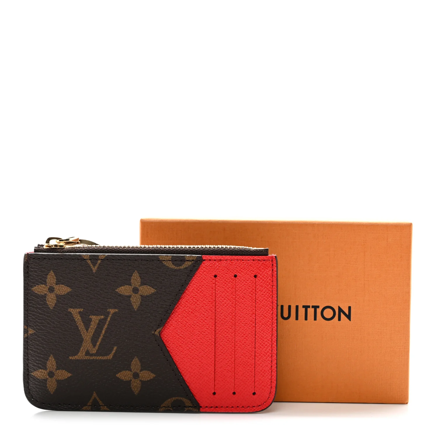 Monogram Zipped Romy Card Holder Red - Image 7