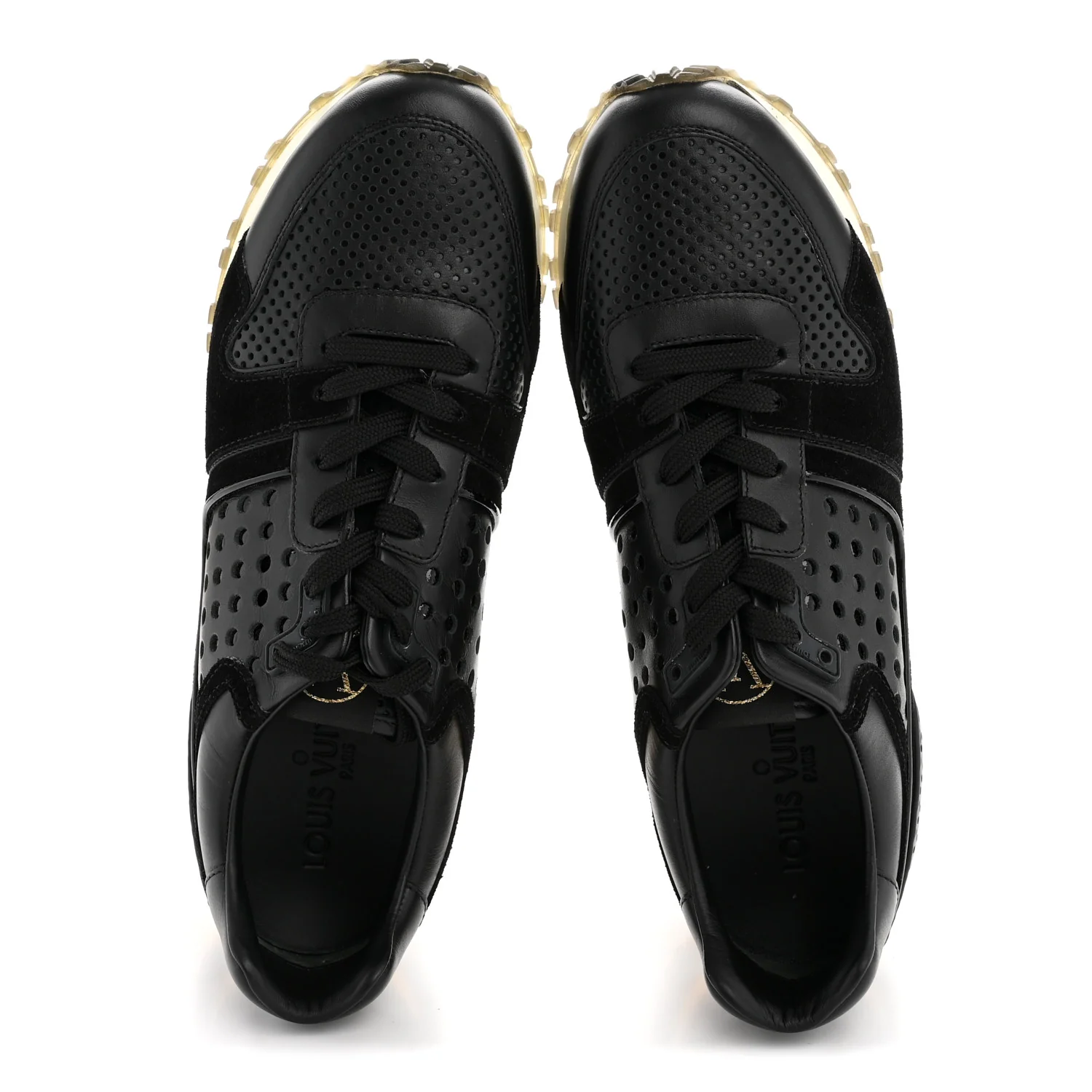Nubuck Calfskin Perforated Run Away Sneakers 37 Black - Image 2