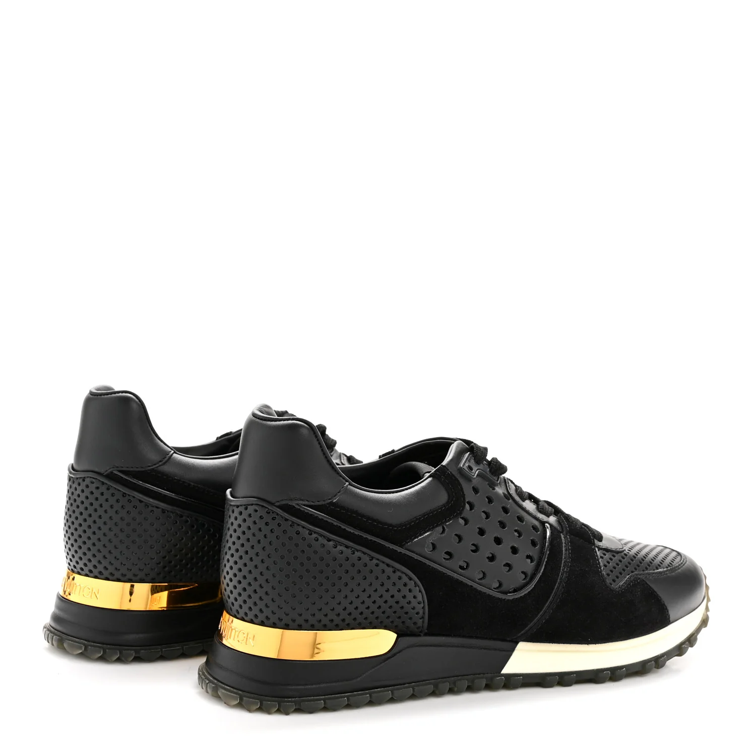 Nubuck Calfskin Perforated Run Away Sneakers 37 Black - Image 5