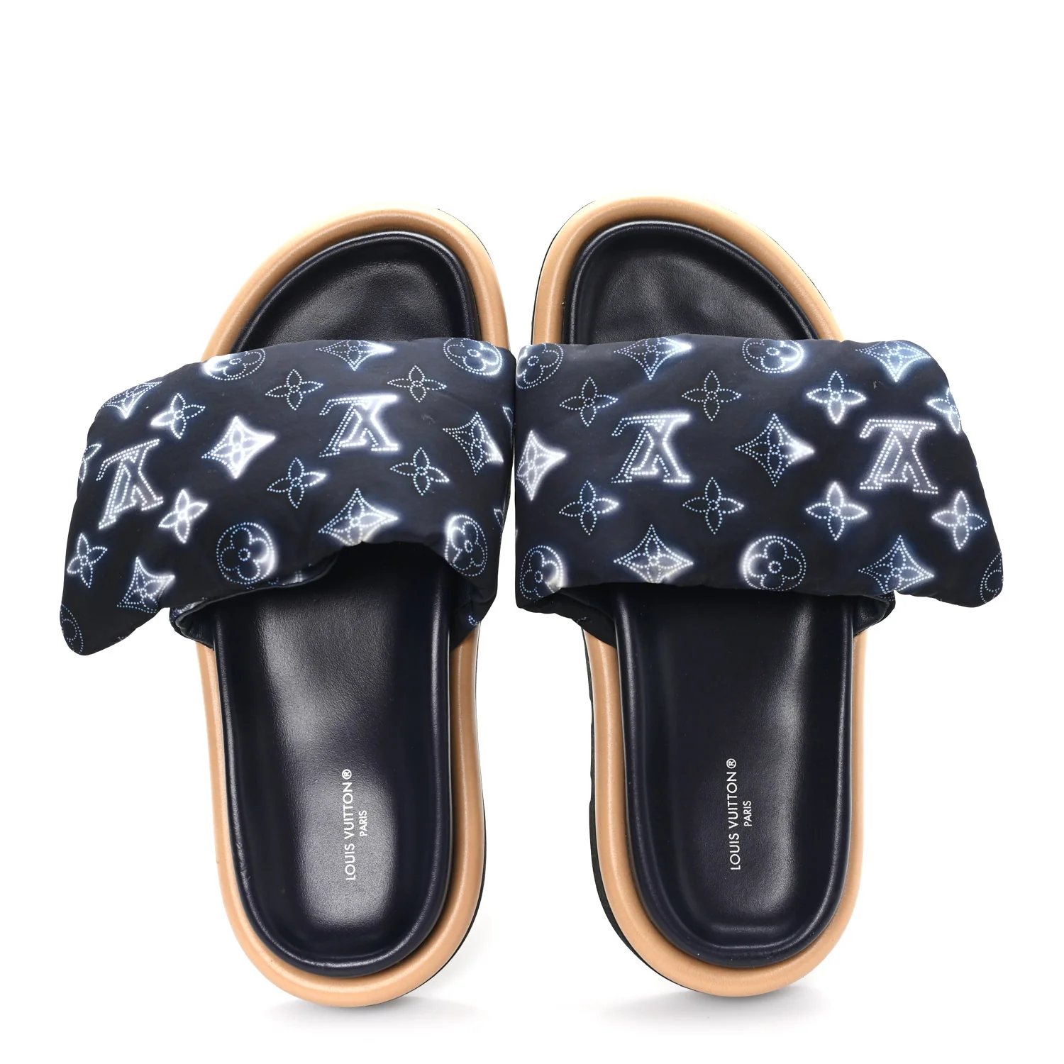 Nylon Monogram Womens Pool Pillow Comfort Mules 39 Navy Blue - Image 2
