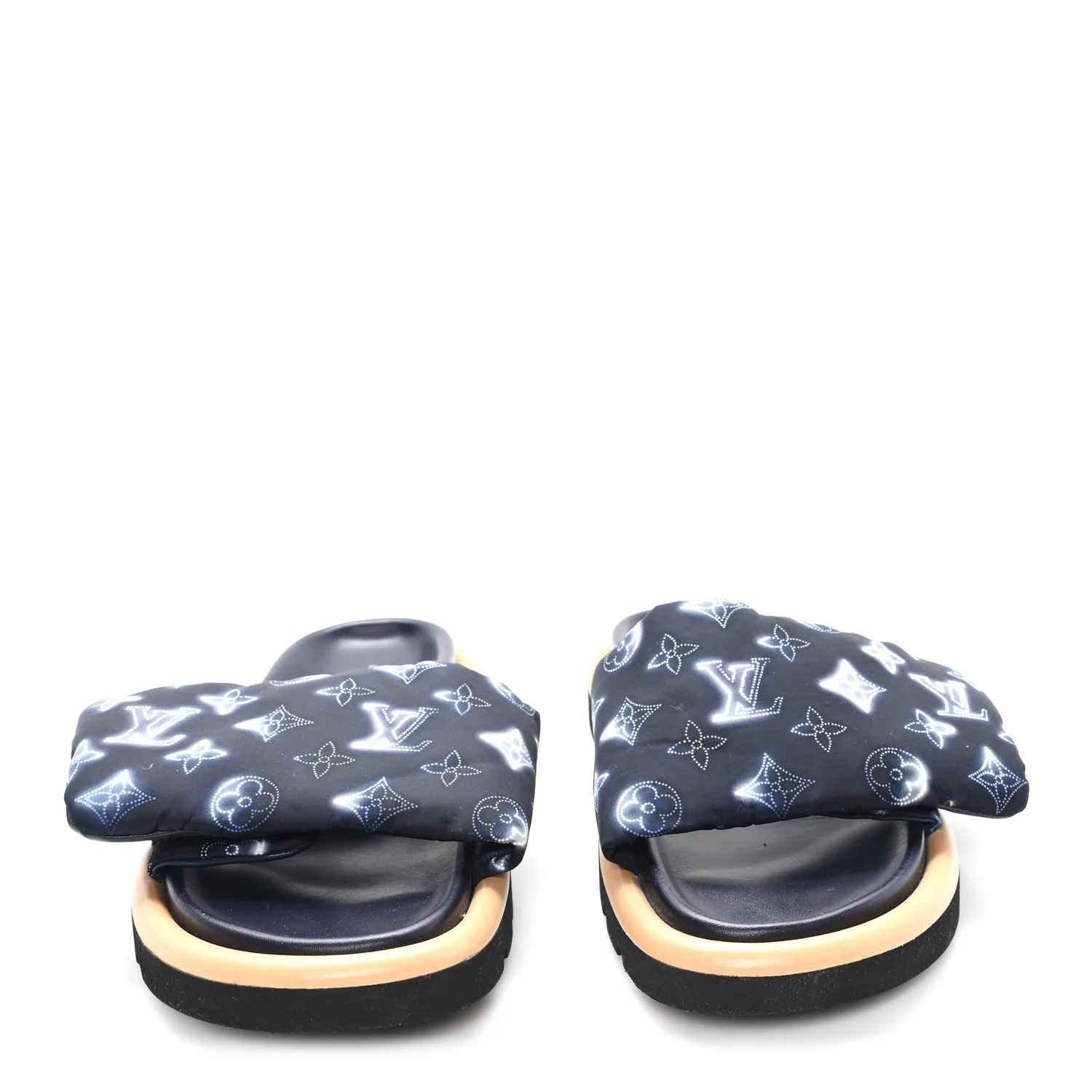 Nylon Monogram Womens Pool Pillow Comfort Mules 39 Navy Blue - Image 3