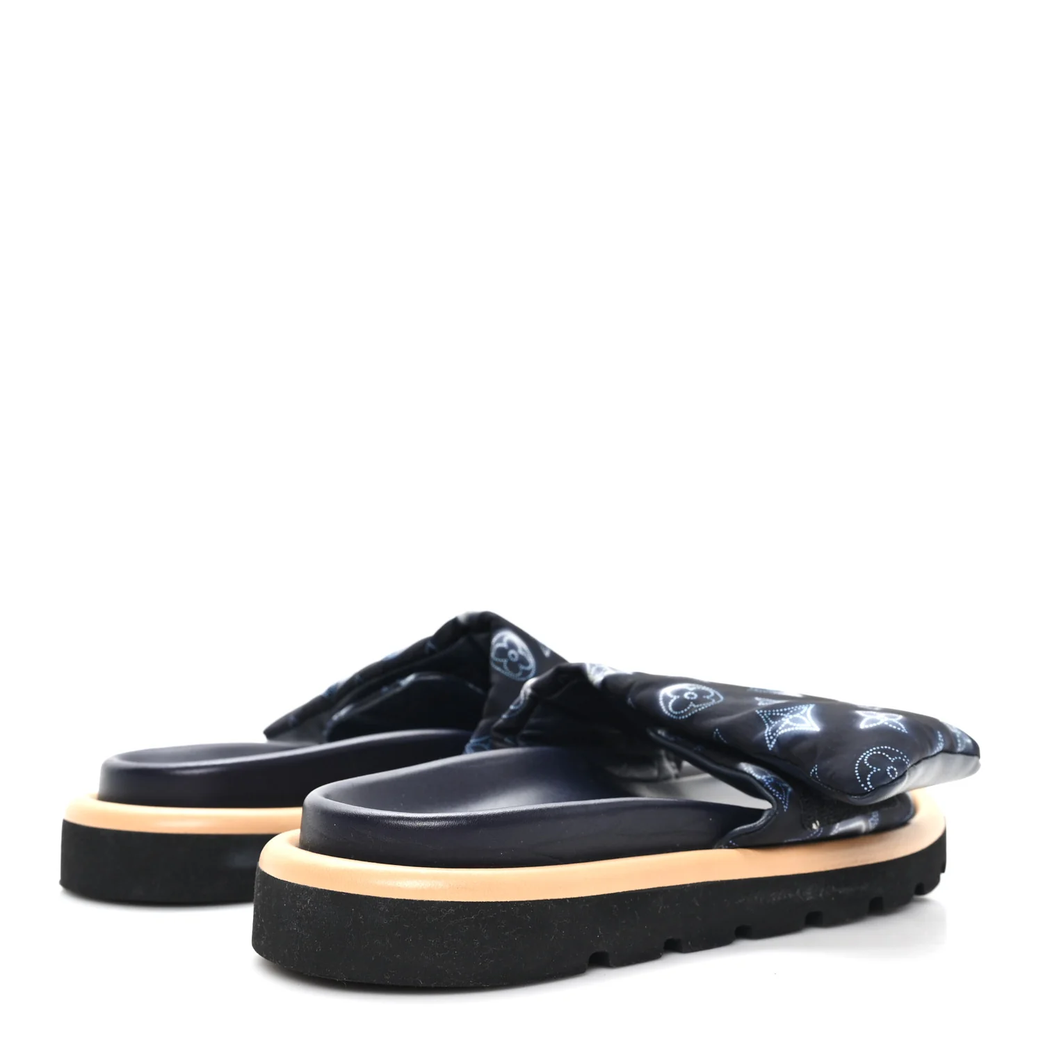 Nylon Monogram Womens Pool Pillow Comfort Mules 39 Navy Blue - Image 5