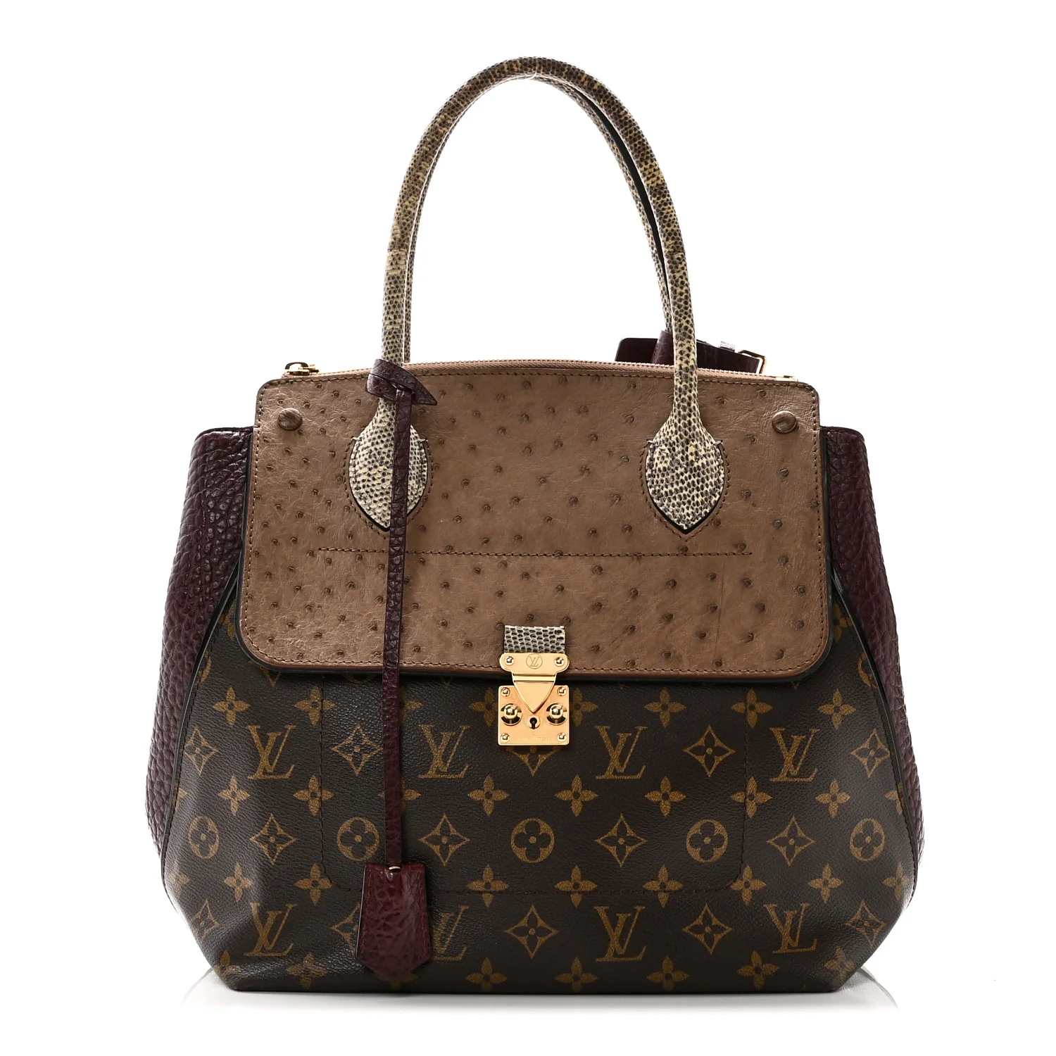 Ostrich Lizard Majestueux Tote MM Bordeaux