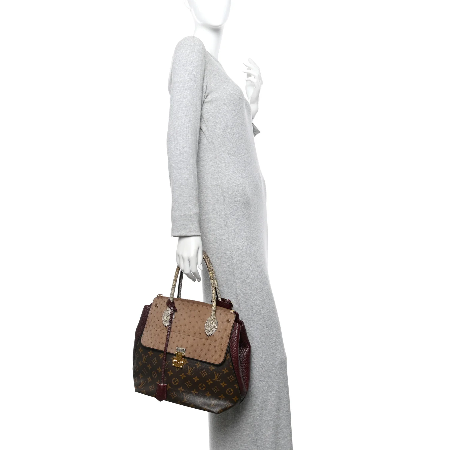 Ostrich Lizard Majestueux Tote MM Bordeaux - Image 2