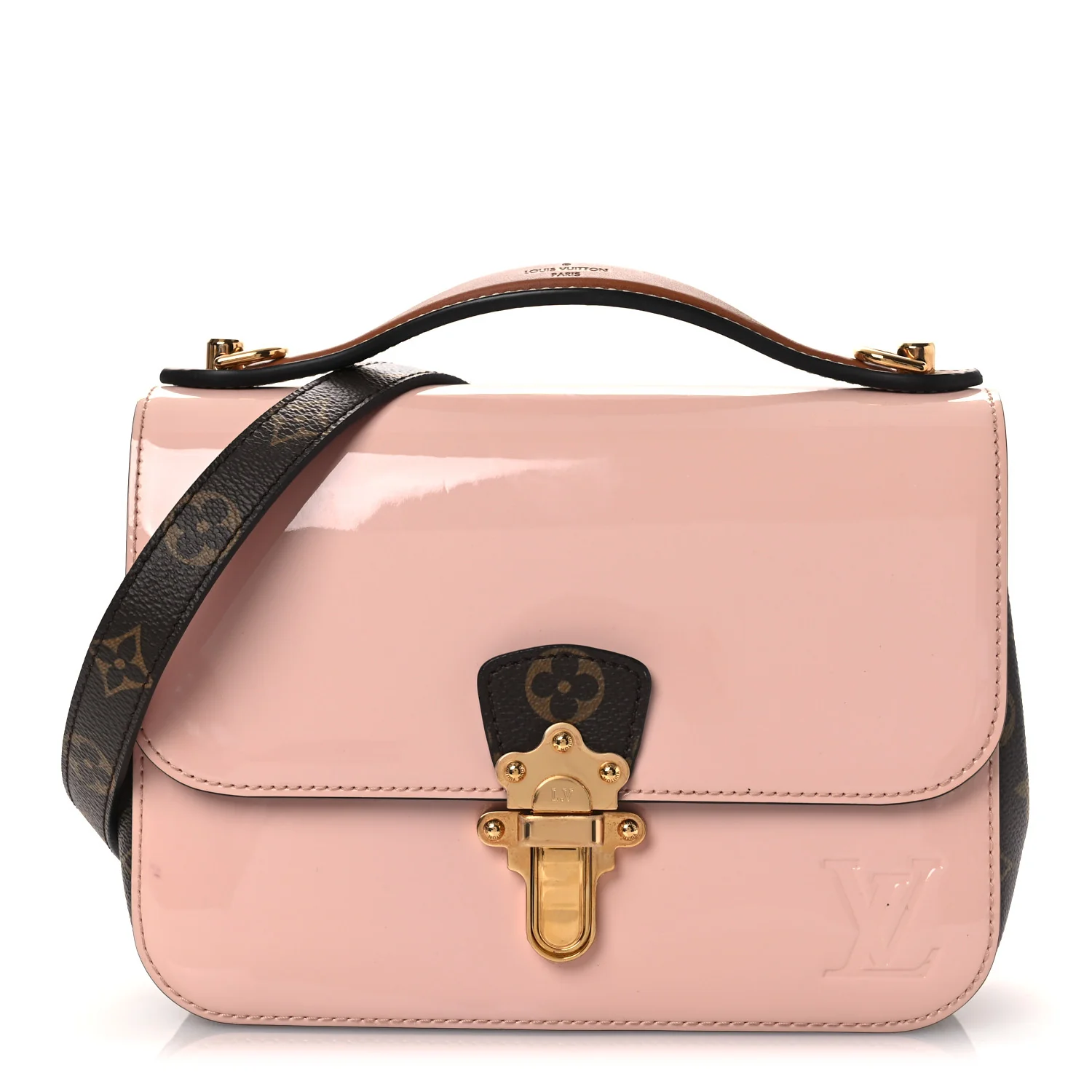 Patent Calfskin Monogram Cherrywood BB Rose Ballerine