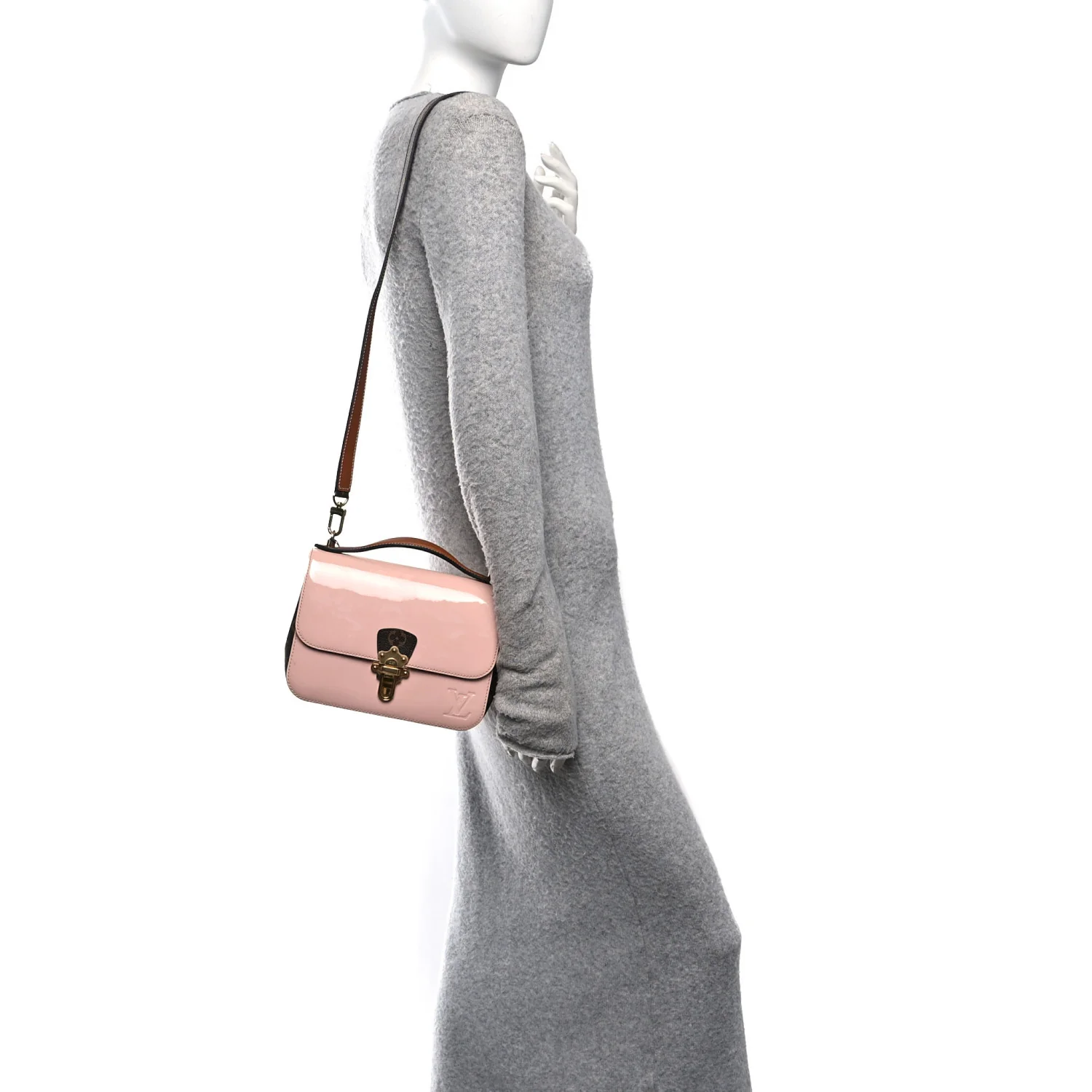 Patent Calfskin Monogram Cherrywood BB Rose Ballerine - Image 2