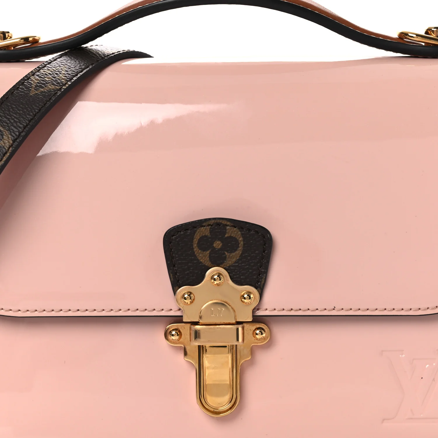 Patent Calfskin Monogram Cherrywood BB Rose Ballerine - Image 8