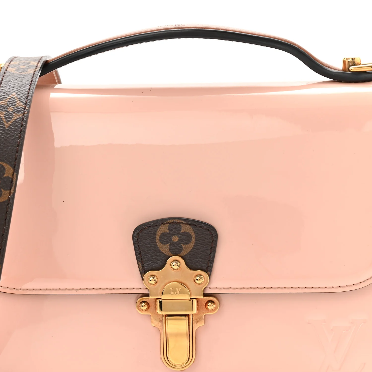 Patent Calfskin Monogram Cherrywood BB Rose Ballerine - Image 6