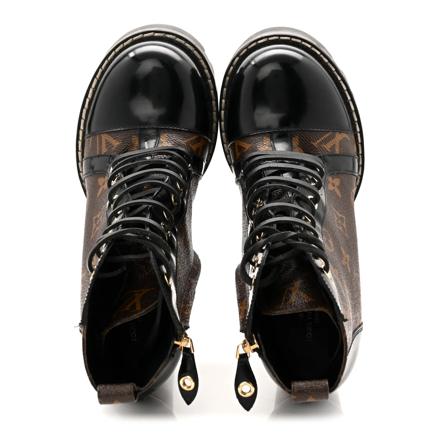 Patent Calfskin Monogram Star Trail Ankle Boots 37.5 Black - Image 2