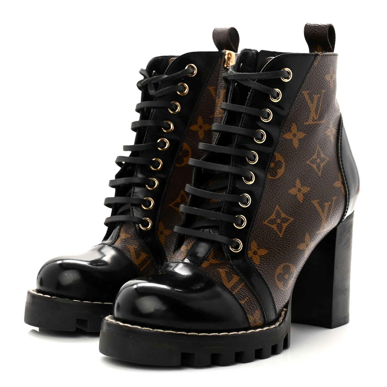 Patent Calfskin Monogram Star Trail Ankle Boots 37.5 Black - Image 4