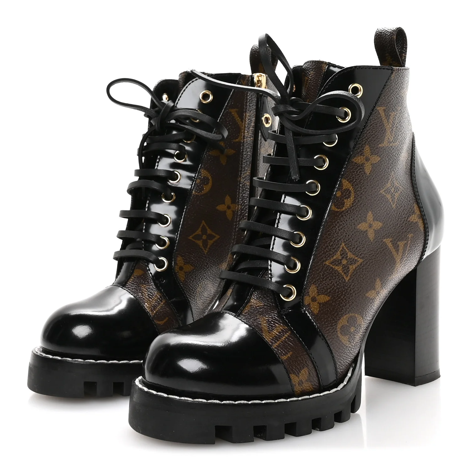 Patent Calfskin Monogram Star Trail Ankle Boots 37.5 Black - Image 4