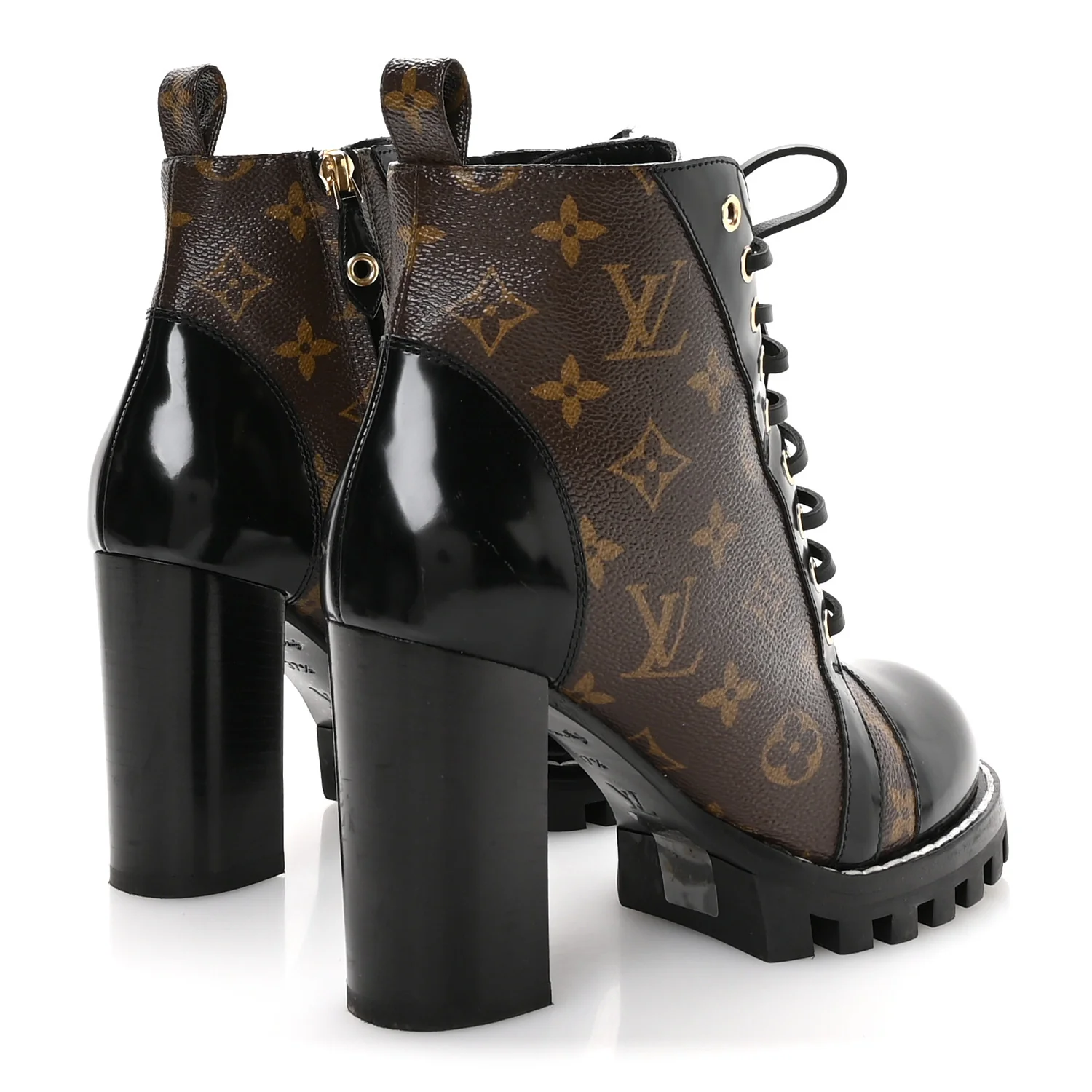 Patent Calfskin Monogram Star Trail Ankle Boots 37.5 Black - Image 5