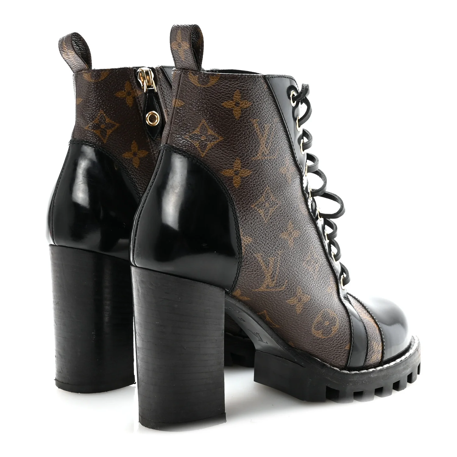 Patent Calfskin Monogram Star Trail Ankle Boots 38 Black - Image 10