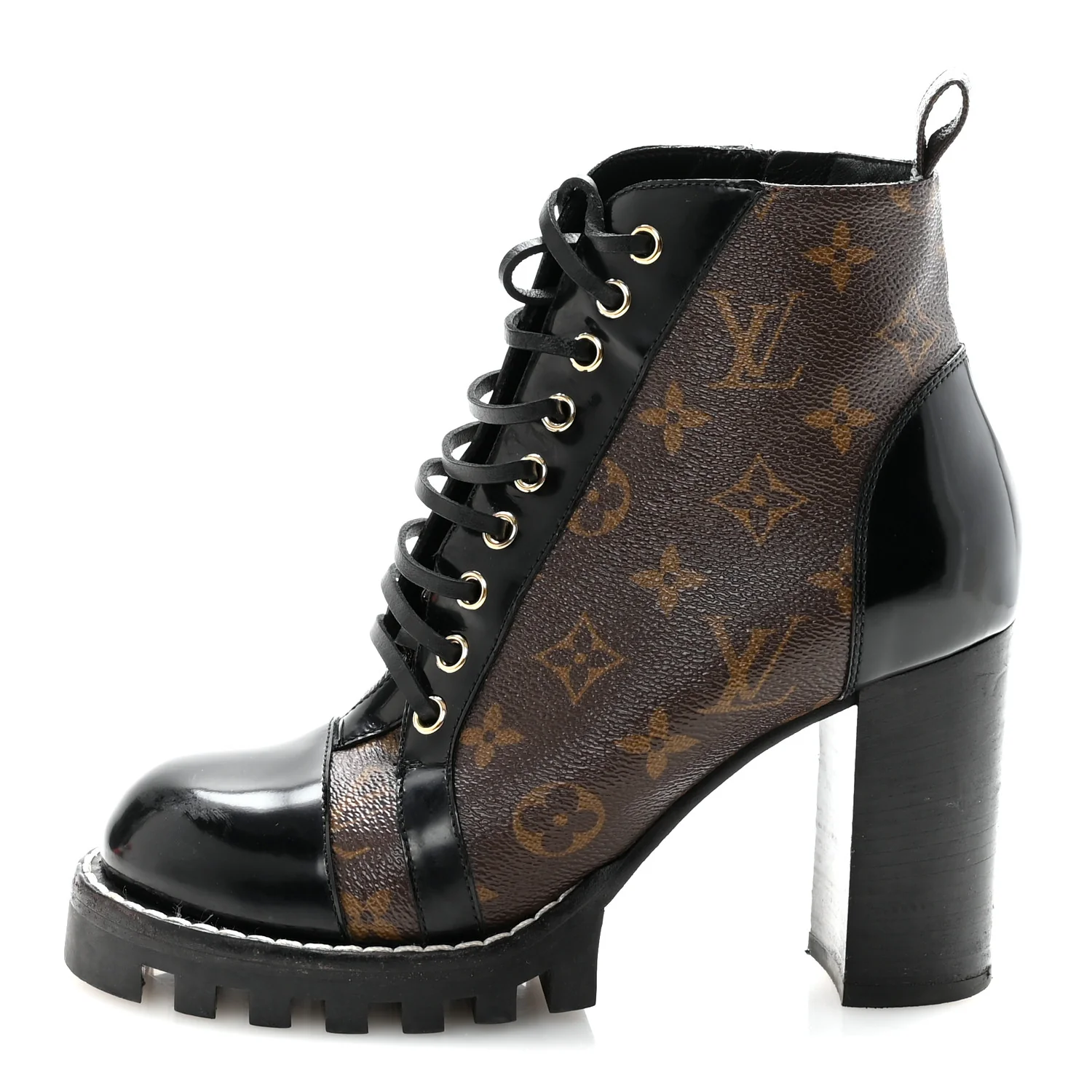 Patent Calfskin Monogram Star Trail Ankle Boots 38 Black - Image 2