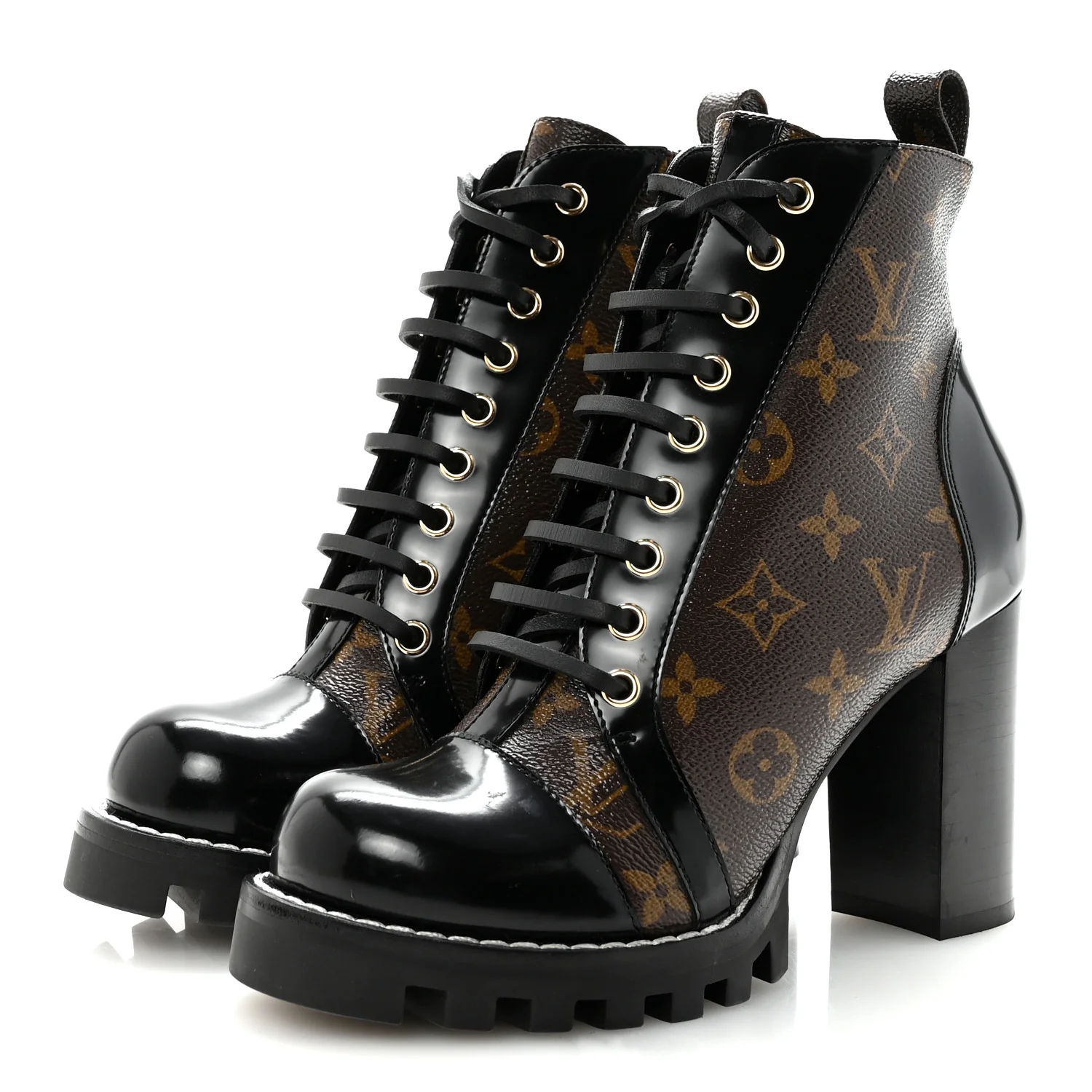 Patent Calfskin Monogram Star Trail Ankle Boots 38 Black - Image 4