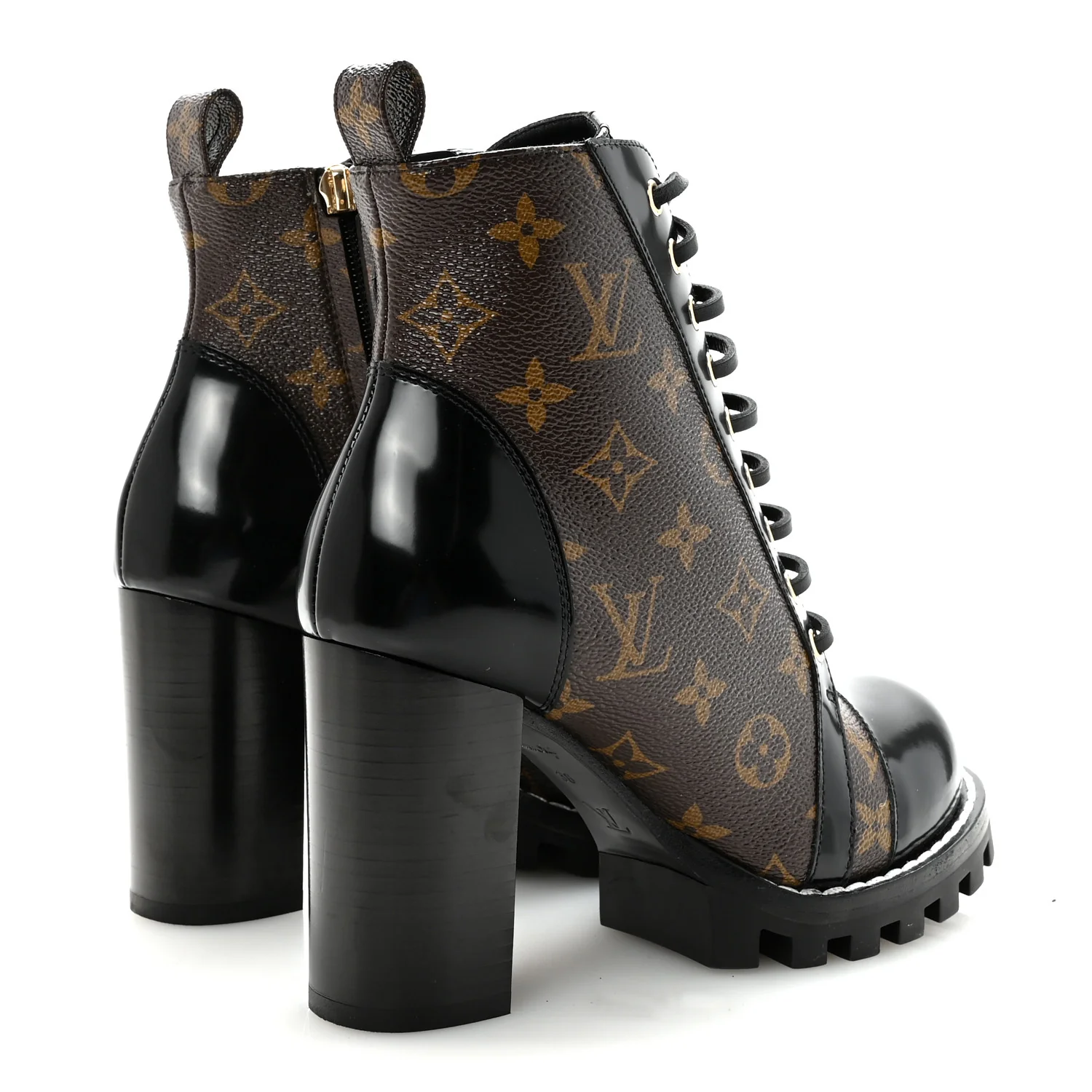 Patent Calfskin Monogram Star Trail Ankle Boots 38 Black - Image 5