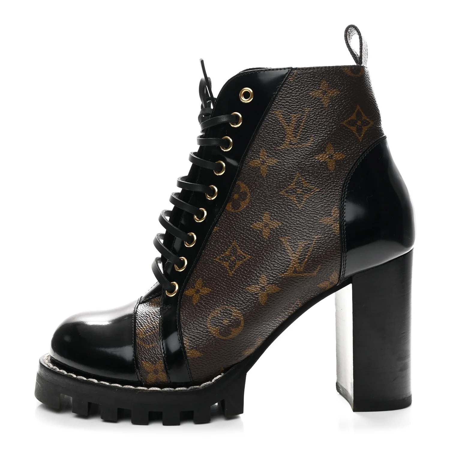 Patent Calfskin Monogram Star Trail Ankle Boots 39 Black