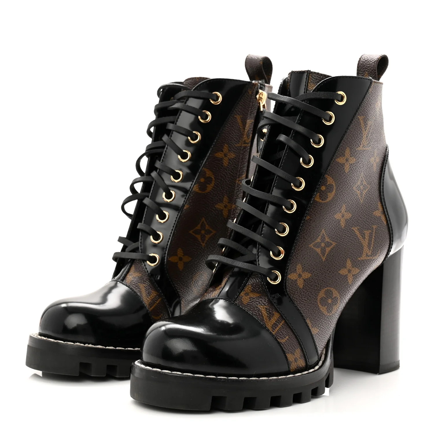 Patent Calfskin Monogram Star Trail Ankle Boots 40 Black - Image 4