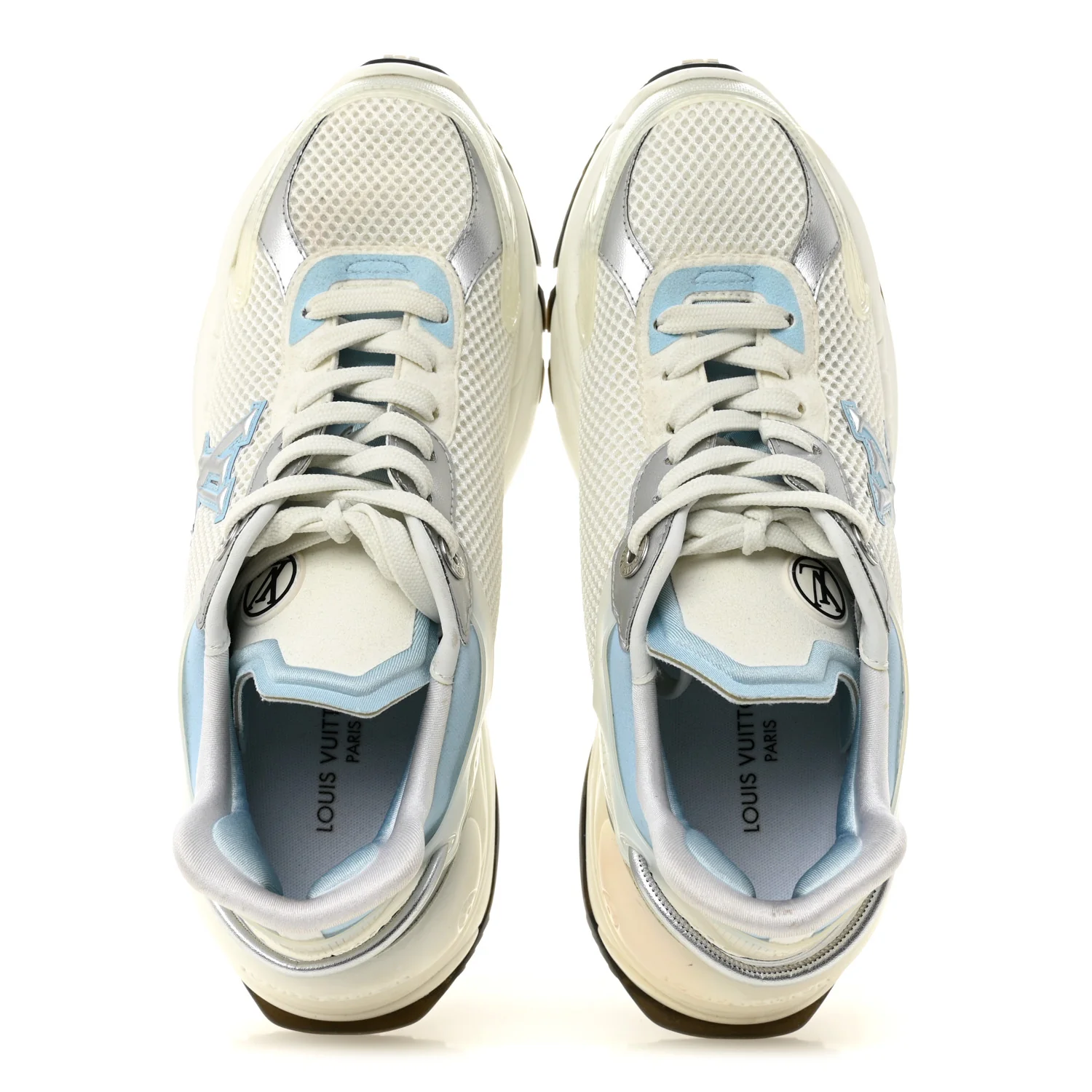 Patent Calfskin Technical Mesh Monogram Run 55 Sneakers 37 Bleu Clair - Image 2