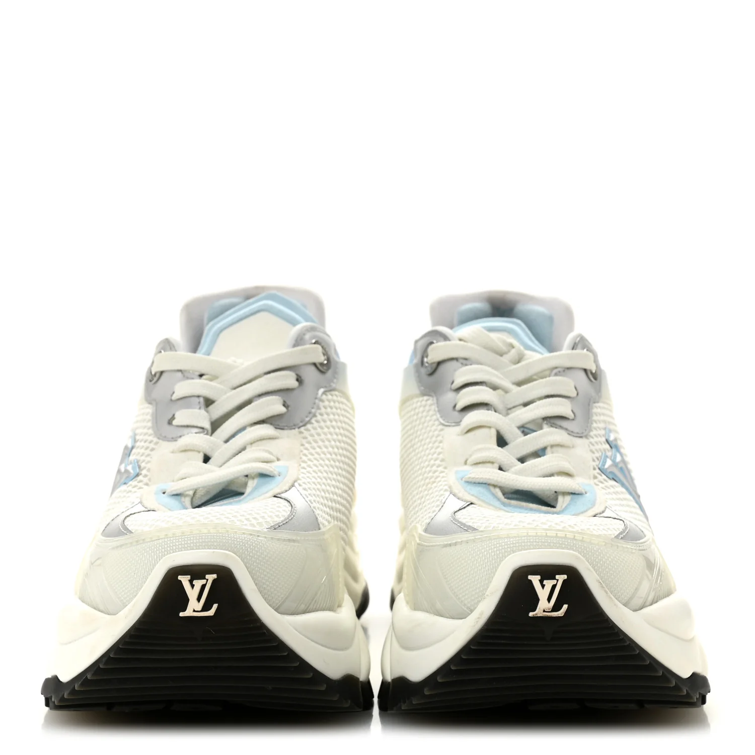 Patent Calfskin Technical Mesh Monogram Run 55 Sneakers 37 Bleu Clair - Image 3
