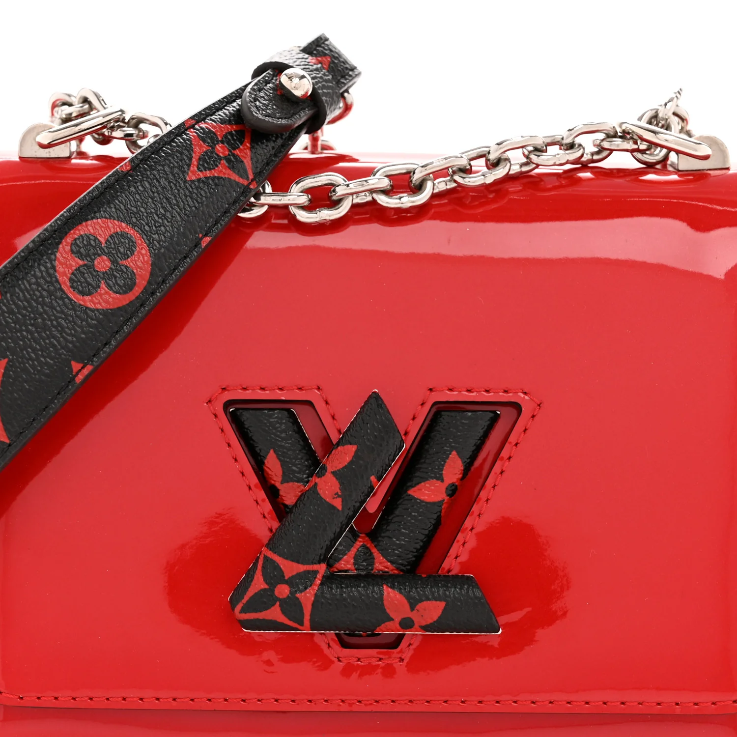 Patent Monogram Infrarouge Twist Shoulder Bag PM Coquelicot - Image 9
