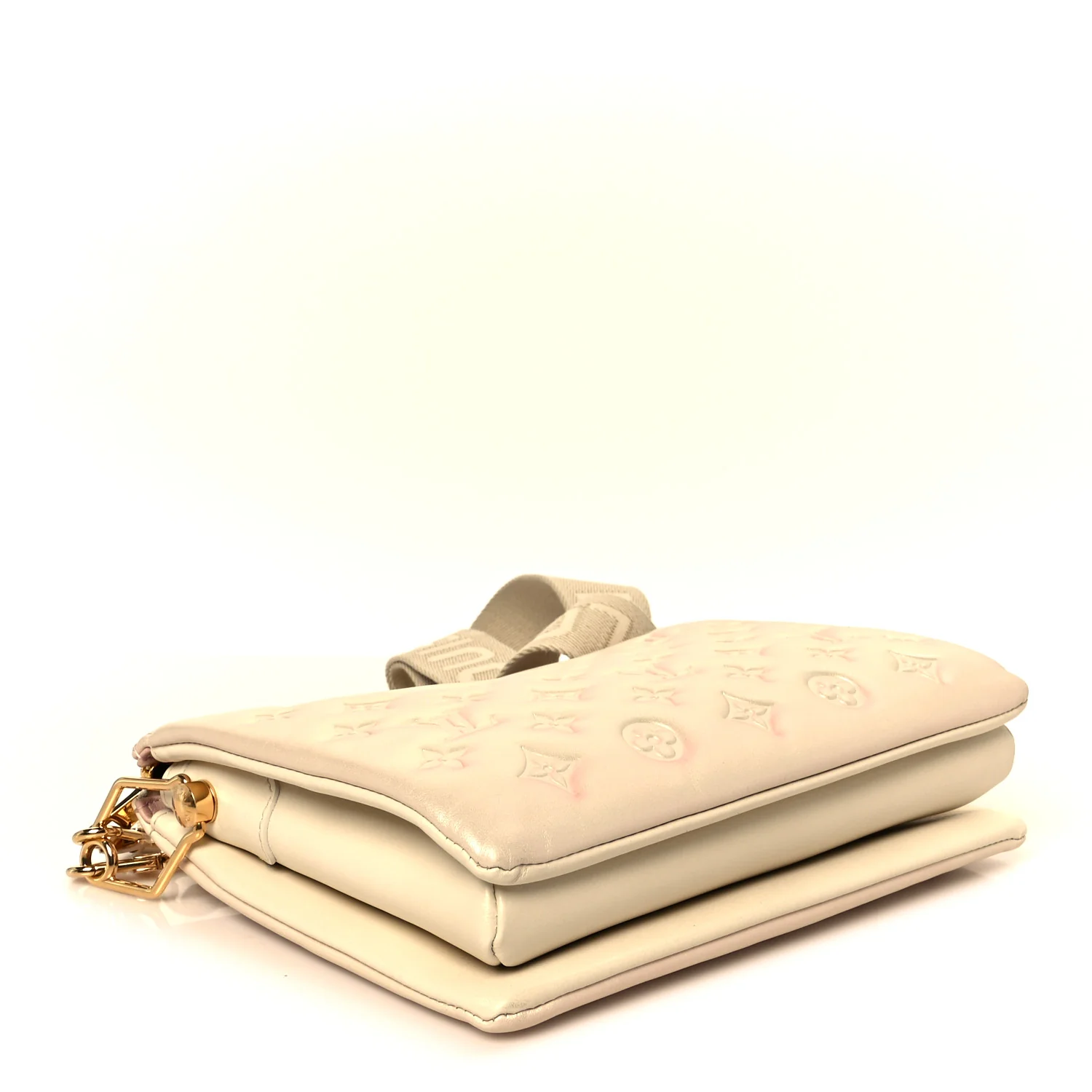 Pearlescent Lambskin Embossed Monogram Coussin PM Beige Rose - Image 4