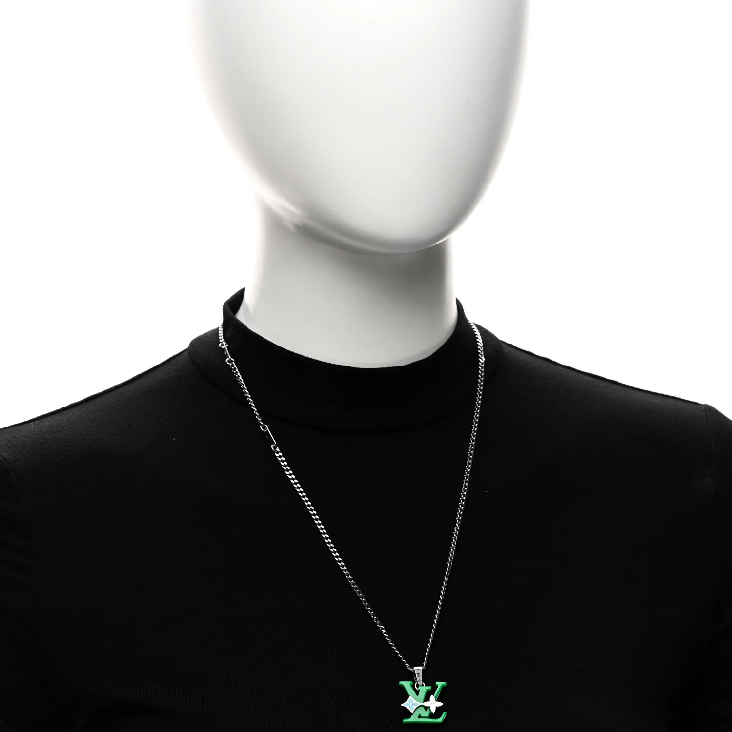 Plexiglass Monogram Row Pendant Necklace Green Multicolor - Image 2