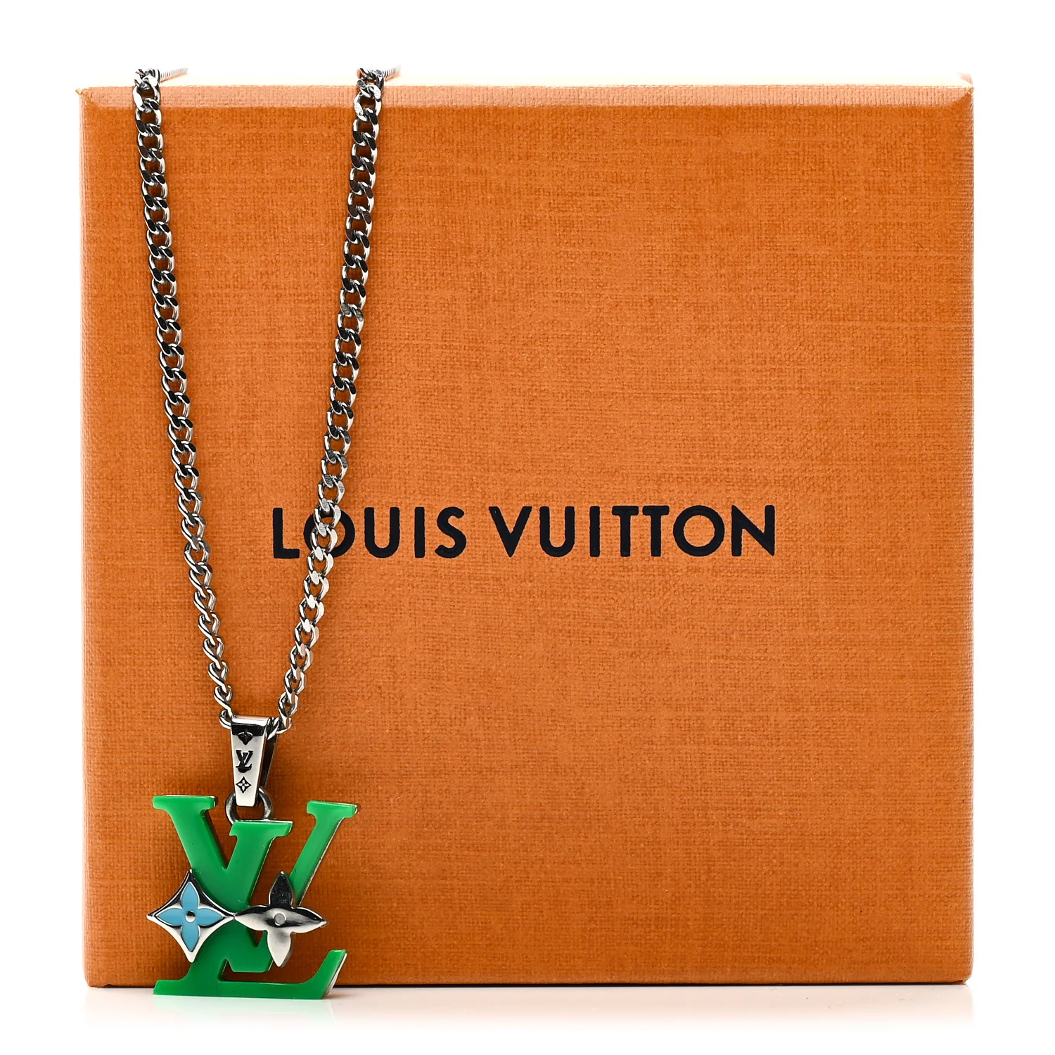 Plexiglass Monogram Row Pendant Necklace Green Multicolor - Image 6
