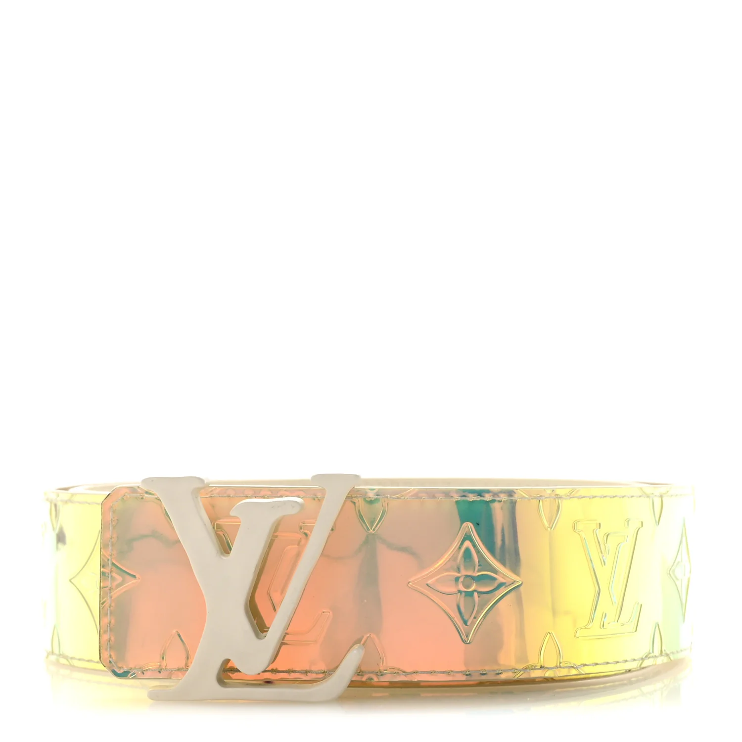 PVC Monogram 40mm LV Initiales Reversible Belt 85 34 Iridescent Prism
