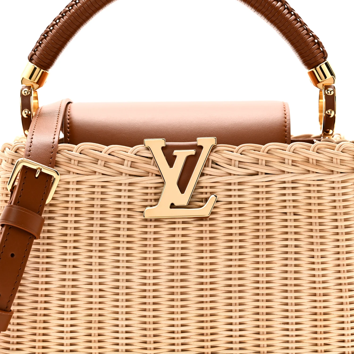 Rattan Calfskin Capucines BB Tan - Image 7