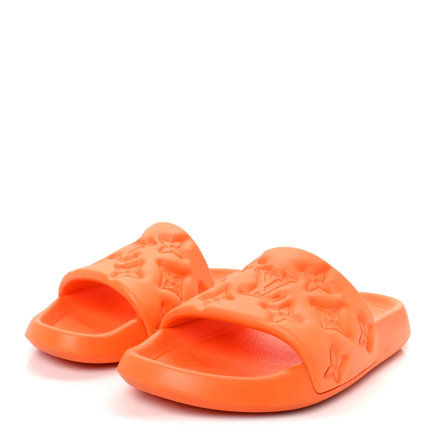 Rubber Embossed Monogram Mens Waterfront Mules 10 Orange - Image 4