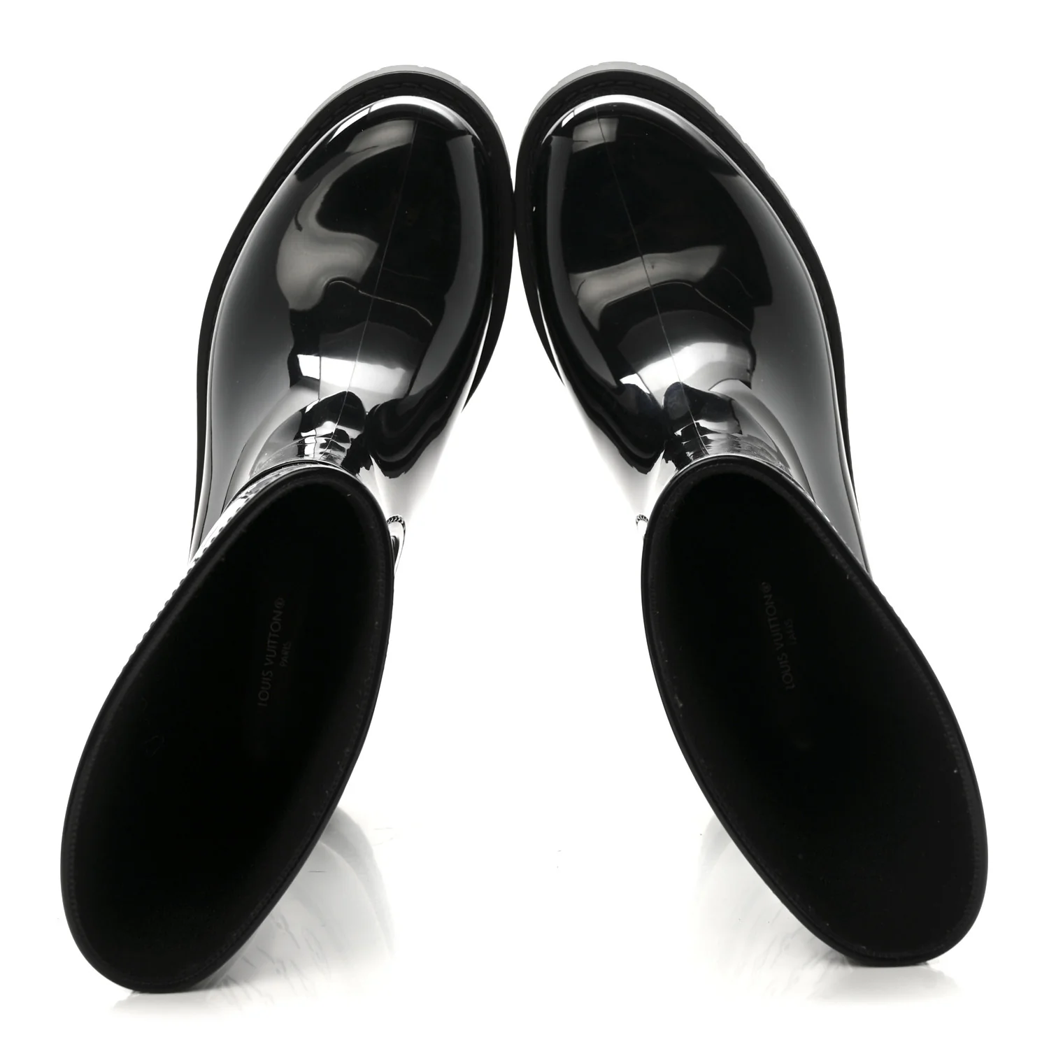 Rubber Embossed Monogram Splash Rain Short Boots 37 Black - Image 2