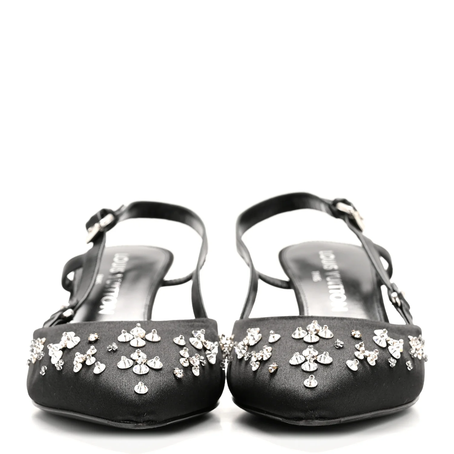 Satin Crystal Blossom Slingback Pump 36.5 Black - Image 3