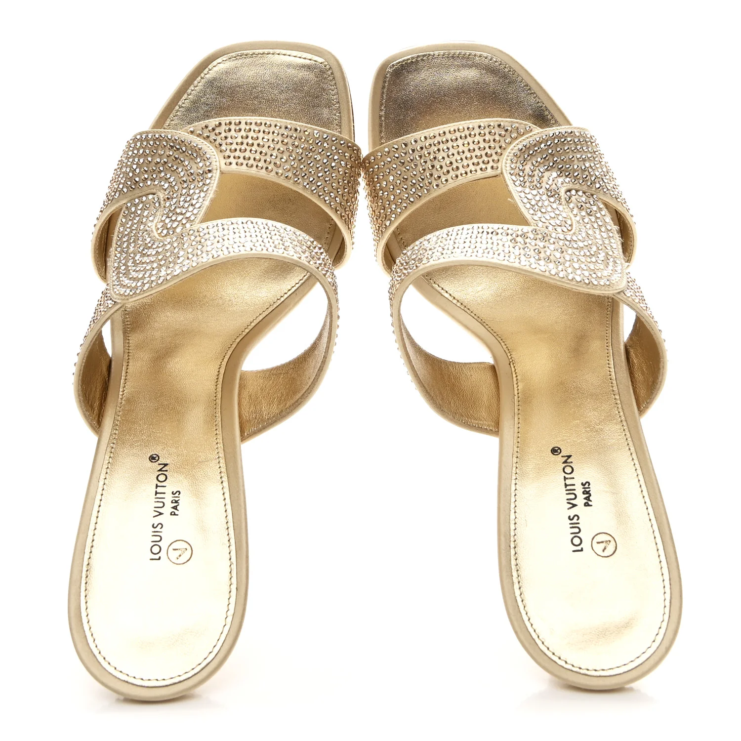 Satin Crystal Sparkle Mule 39 Gold - Image 2