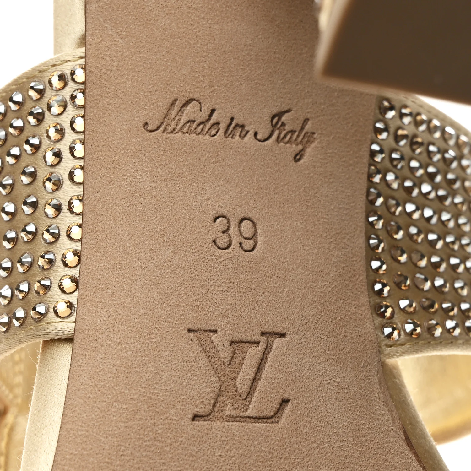 Satin Crystal Sparkle Mule 39 Gold - Image 7