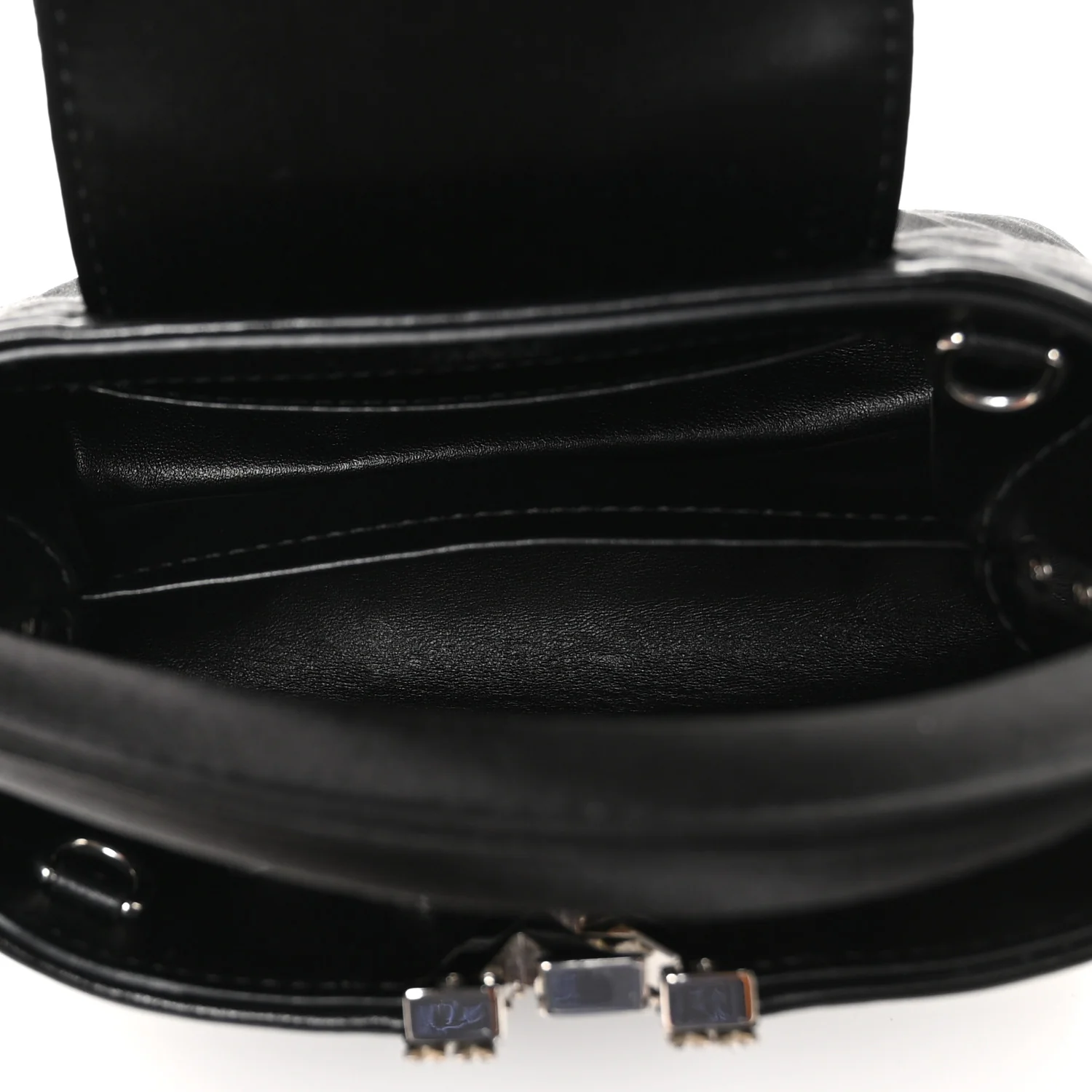 Satin Quilted Flower Crystal Mini Capucines Black - Image 5