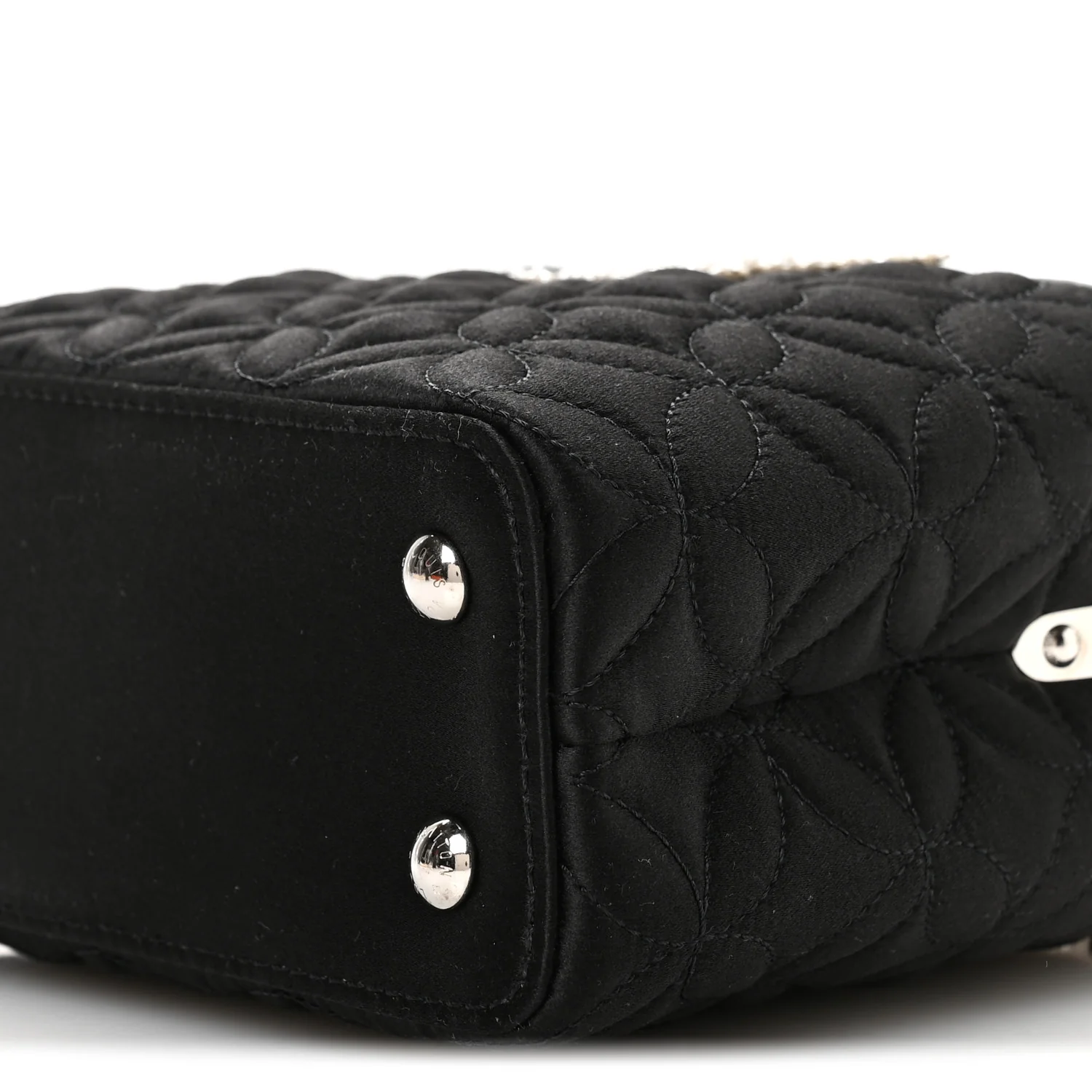 Satin Quilted Flower Crystal Mini Capucines Black - Image 9