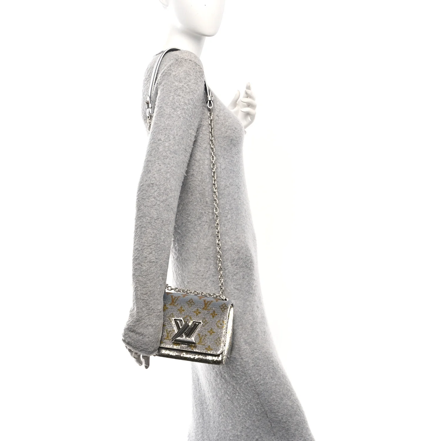 Sequins Monogram Twist Shoulder Bag PM Gold Silver - Image 2