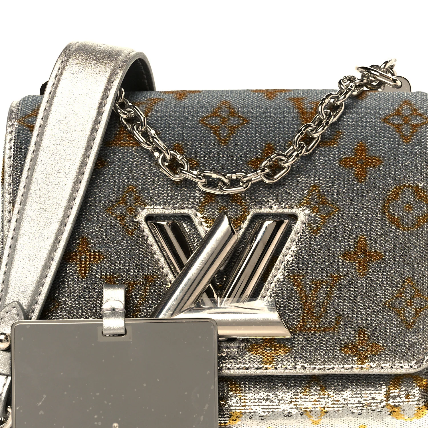 Sequins Monogram Twist Shoulder Bag PM Gold Silver - Image 8