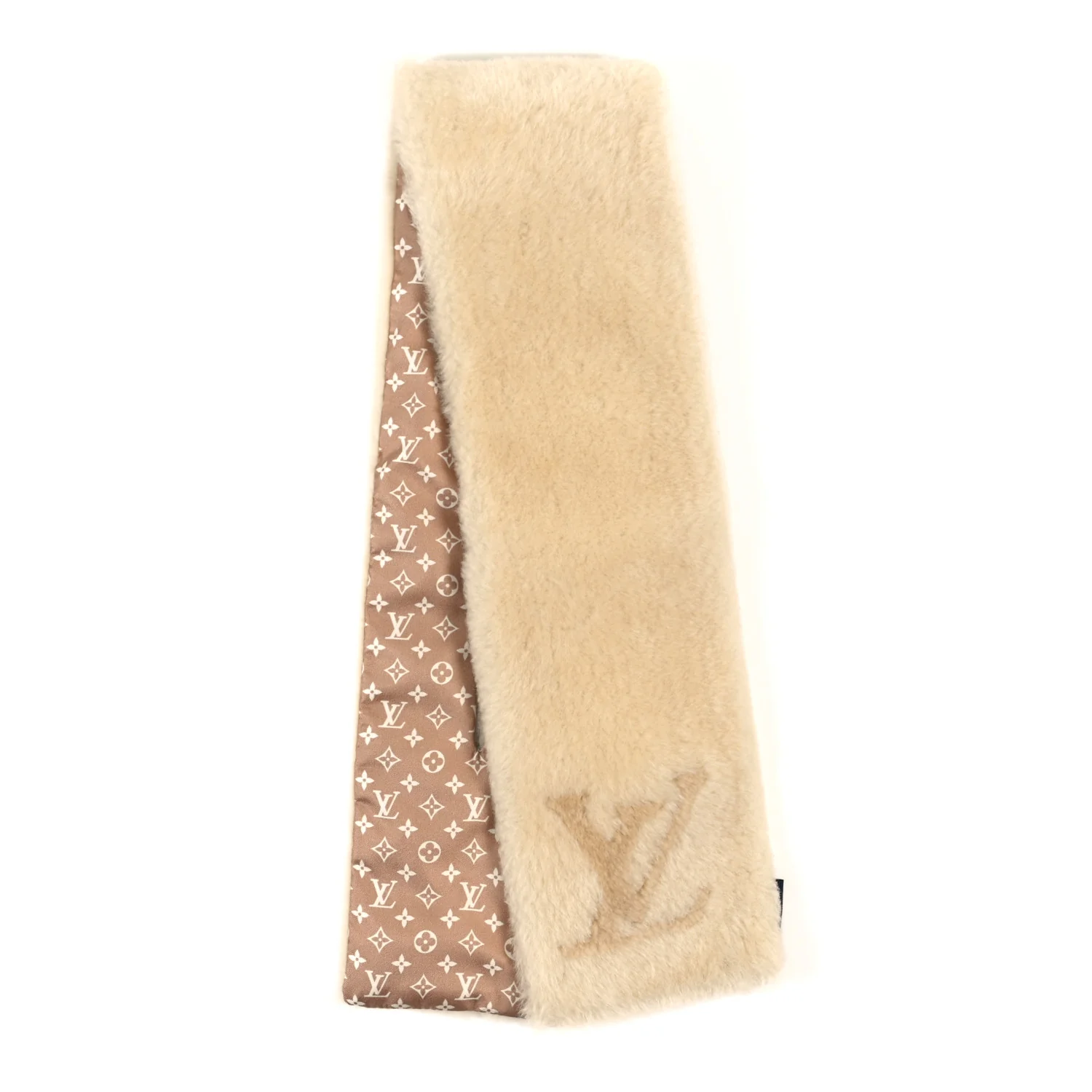Shearling Monogram Scarf Beige - Image 2