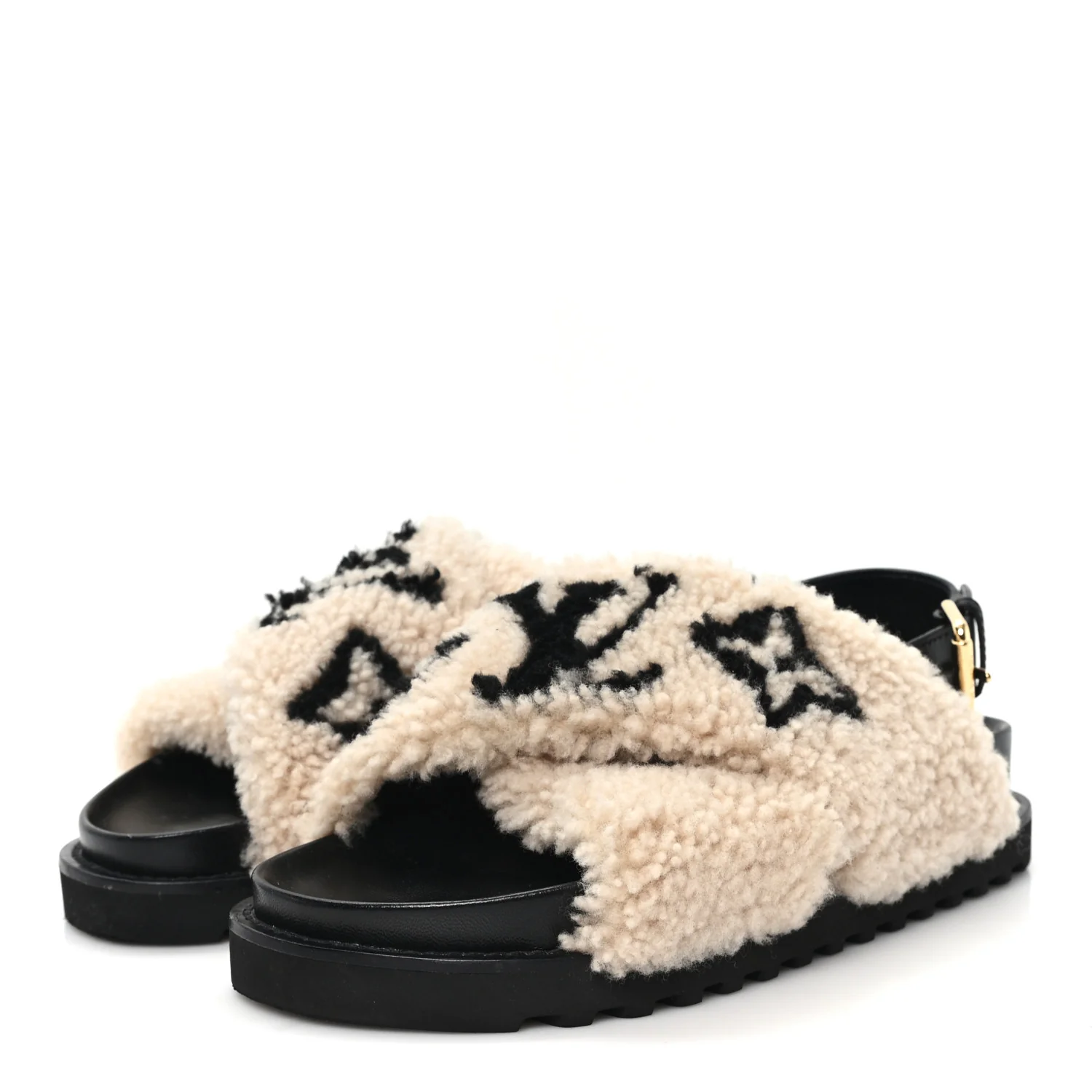 Shearling Paseo Sandals 37 Black - Image 4