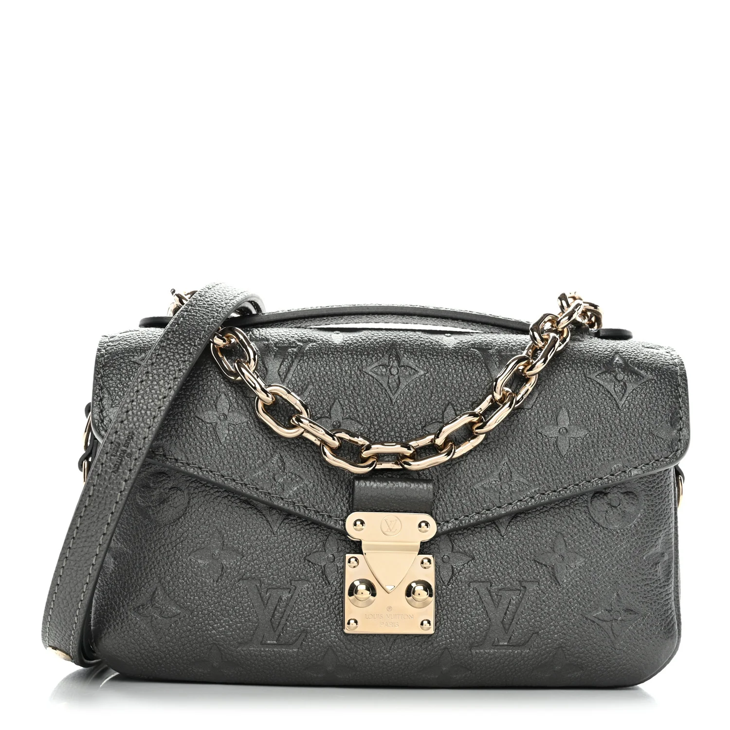Shimmery Empreinte LV Ski Pochette Metis East West Gun Metal