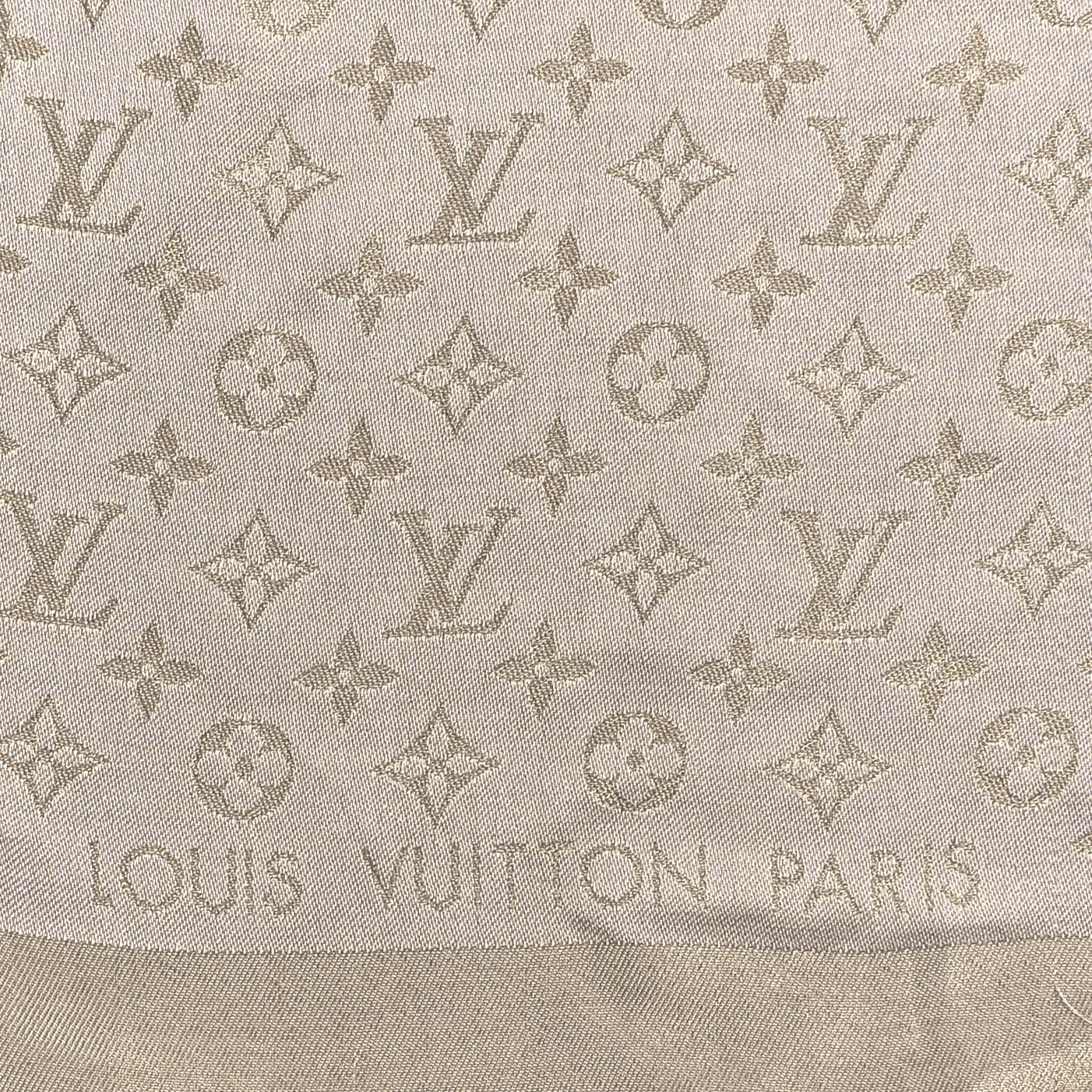 Silk Lurex Wool Monogram Shine Shawl Greige - Image 2