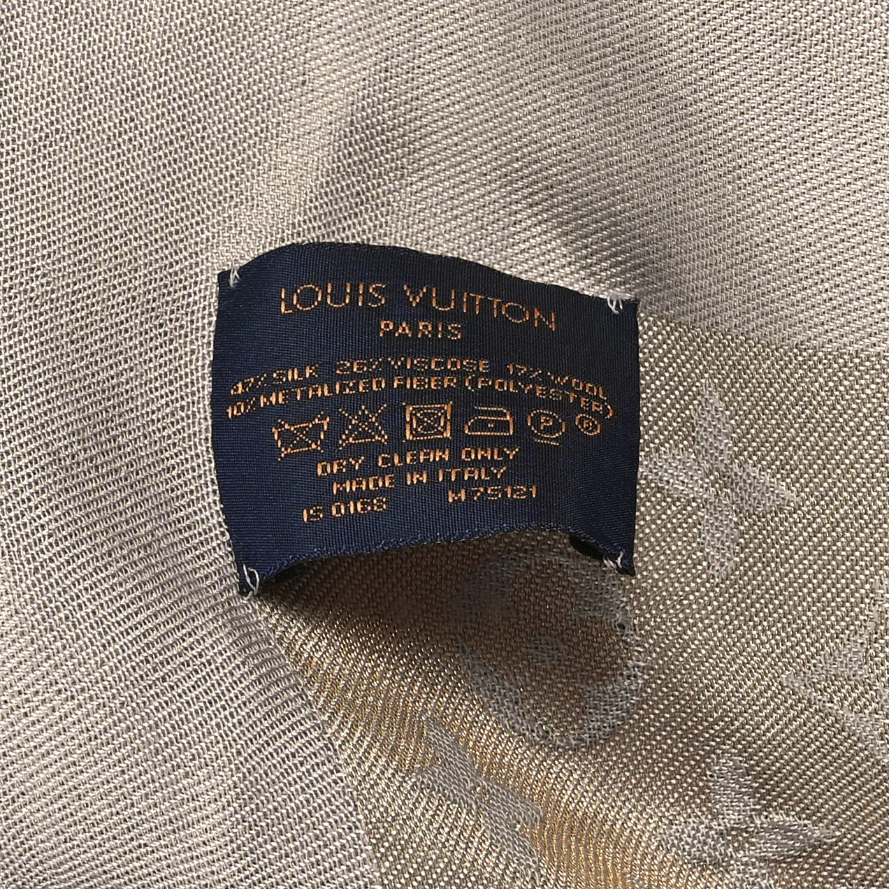 Silk Lurex Wool Monogram Shine Shawl Greige - Image 3
