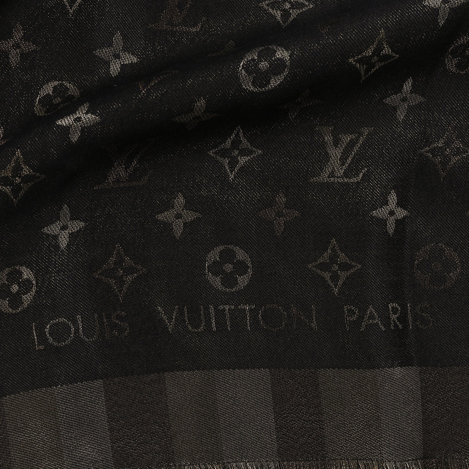 Silk Lurex Wool So Shine Monogram Shawl Black - Image 2