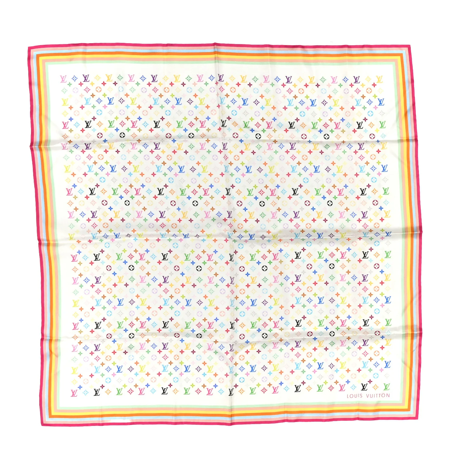 Silk Monogram Multicolor Scarf White - Image 2